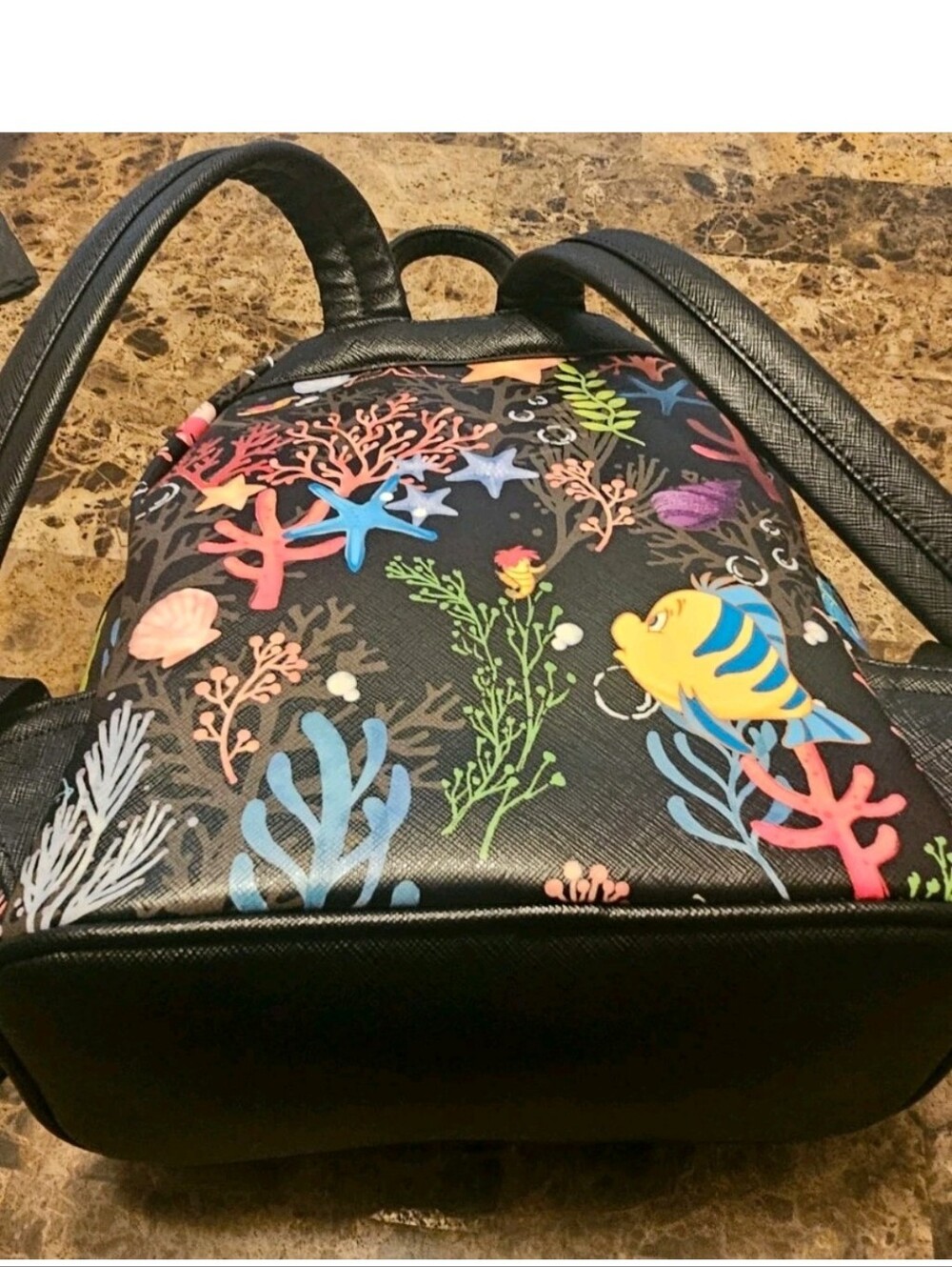 Loungefly Disney The Little Mermaid Undersea Flounder Sebastian Mini Backpack - Picture 3 of 7